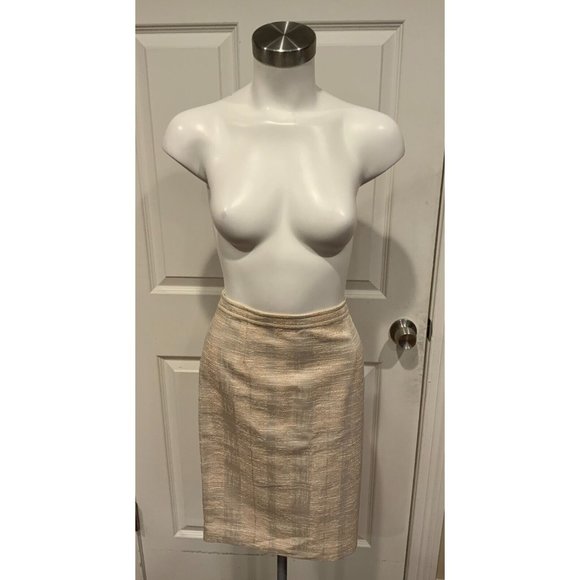 Tory Burch Shimmering Textured Ivory Tan "Devora" Pencil Skirt, Size 2, NWT! - Picture 1 of 6